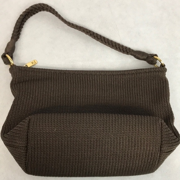 LINA Crocheted brown with braided handle purse - Picture 3 of 8